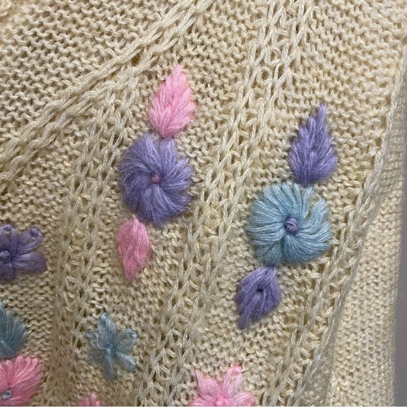 Vintage Yellow Sweater Cardigan Women’s Size 40 Approx Ladies Large - Picture 6 of 8